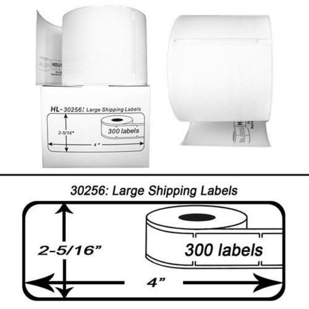 Picture of Premium 30256 Compatible Dymo Black on White Large Shipping Labels (1000 pcs)